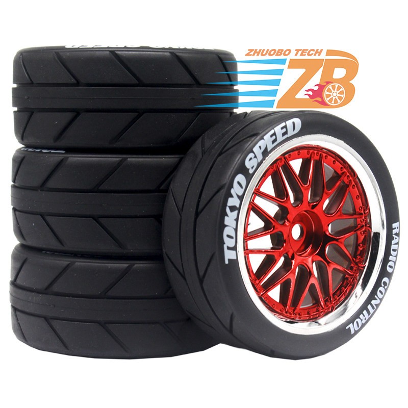 1/10 Rc Car 4PCS Wheels Tires Set For Hpi Rs4 Tamiya tt01e tt02 4tec MST FW06 D4