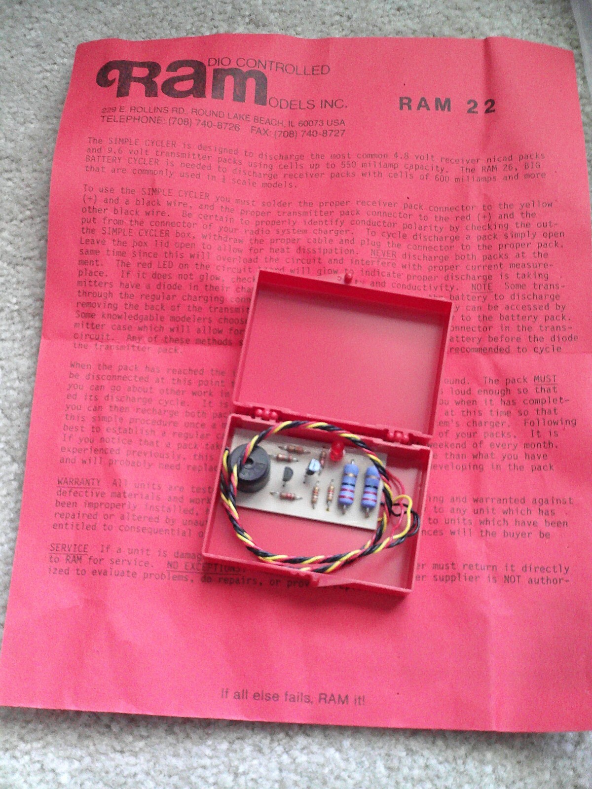 RAM RC Airplane Simple Cycler RAM 22 NIP