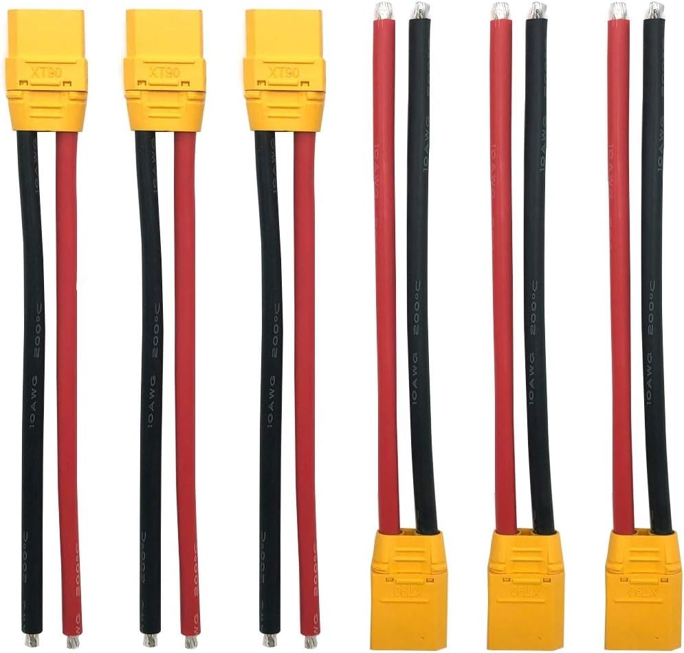 Amass XT90H XT90 Connectors with 150mm 10AWG Silicon Wire 3 Pairs for RC Dron…