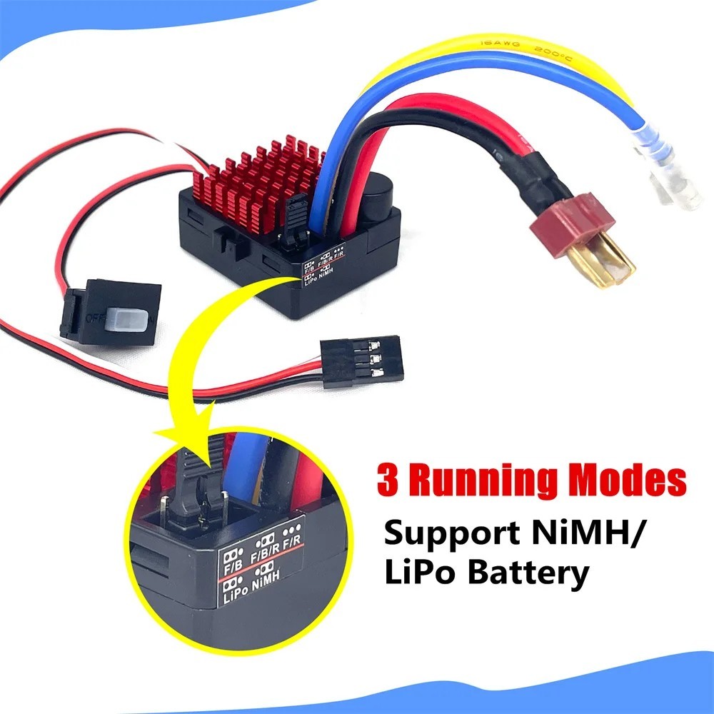 60A Brushed ESC Waterproof with Tamiya / XT60 Plug for 1/10 RC Crawler Upgrade