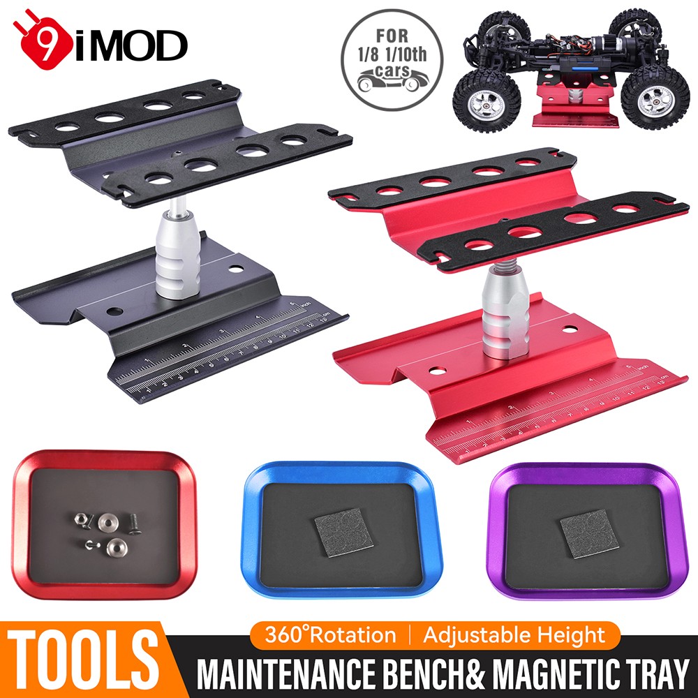 RC Car Work Stand Metal Repair Workstation w/ Magnetic Tray For 1:8 1:10 RC Car
