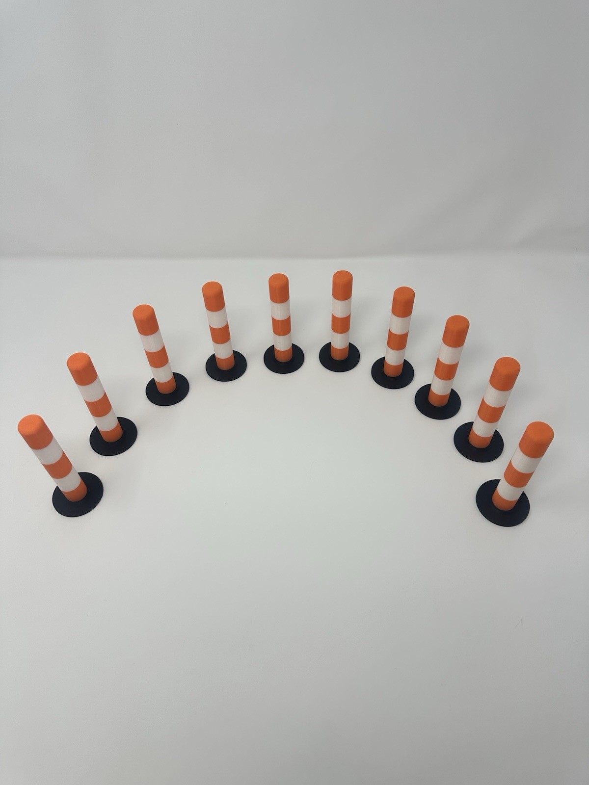 Set of 10 RC Scale Orange & White Road Barrier Cones 1/10 Scale RC