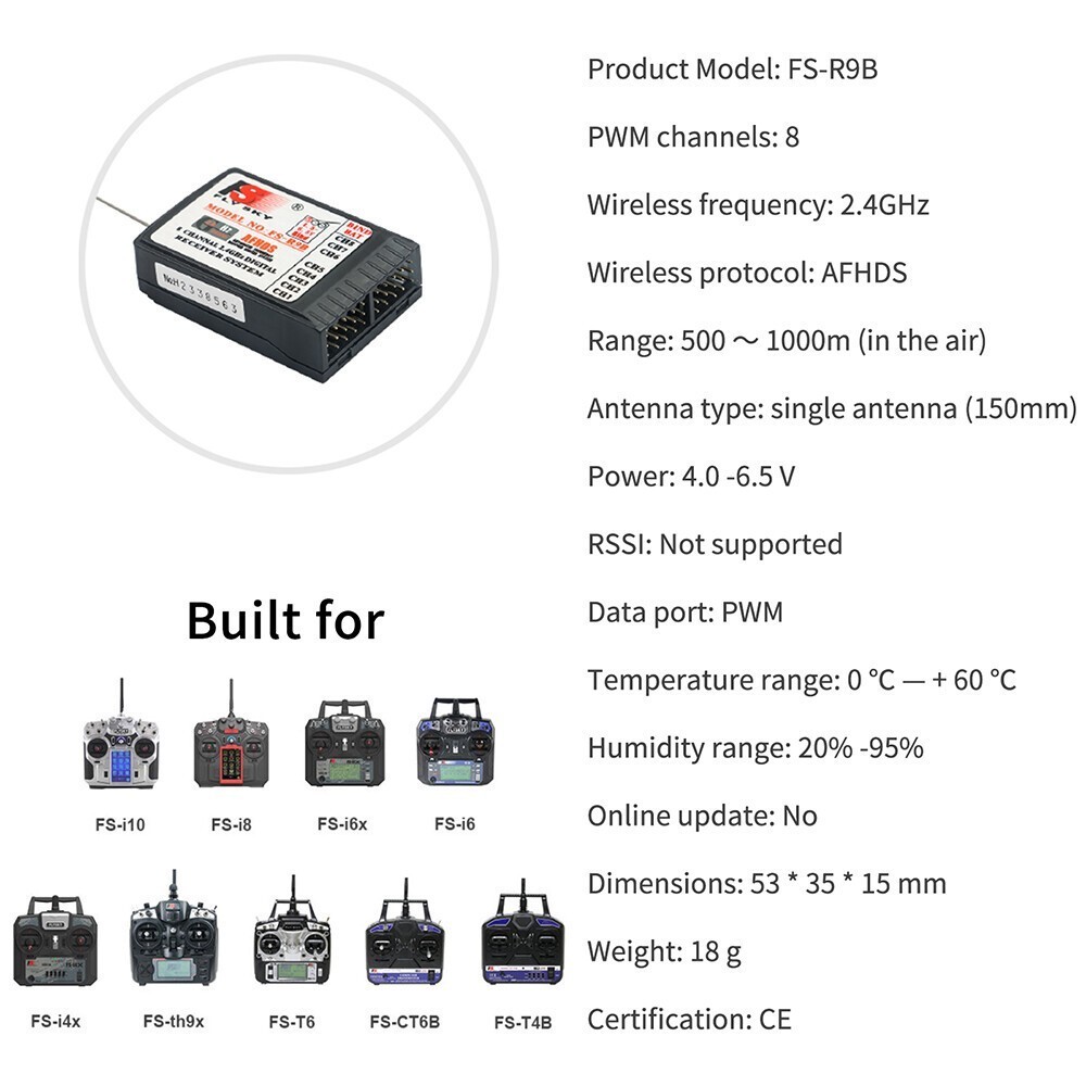 Flysky FGR4S FGR4P FGR4B FS-GR3E FS-R6B FS-iA6 FS-iA6B FS-BS6 FS-R9B RC Receiver