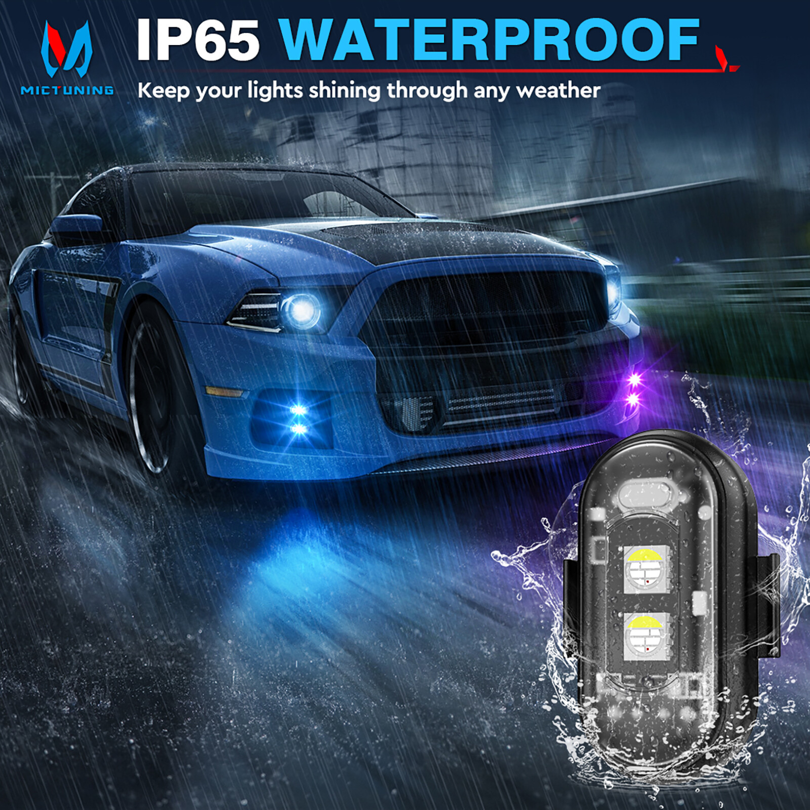 8Pcs RGB LED Strobe Light Wireless Remote Control Car Bike Motorcycle Flash Lamp