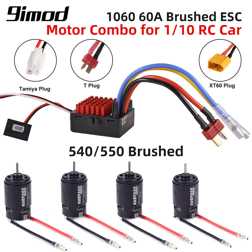 RC 540/550 Brushed Motor 60A ESC Power Combo for 1/10 SCX10 TRX4 TRX6 HPI Cars