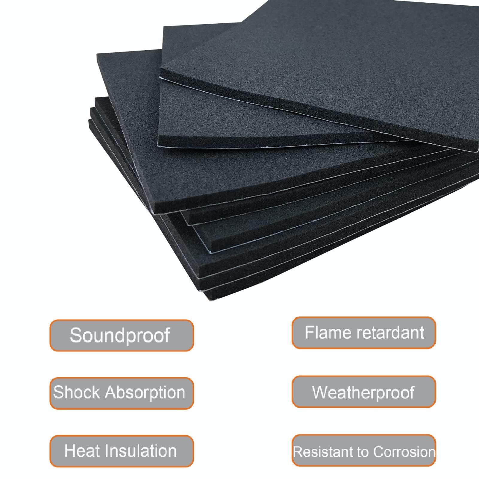 Rubber Adhesive Pads, 4 Pcs Closed Cell Foam Sheet 6 in X6 X 1/8 in, Black