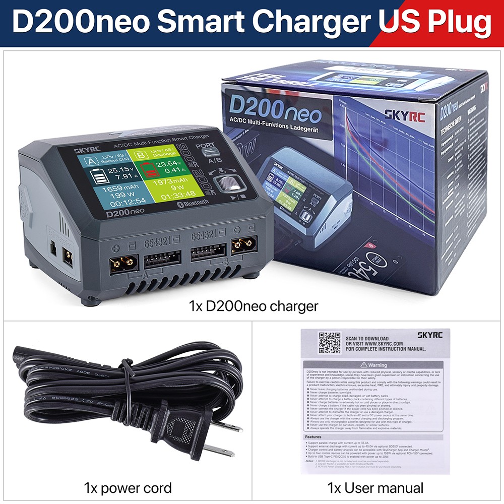 SkyRC D200neo Smart Charger BD350 Battery Discharger Tester Analyzer AC/DC Power