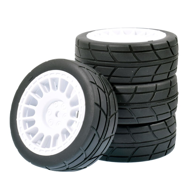 1/10 Onroad Touring Rc Car Wheels Rubber Tires Set for Tamiya HSP HPI tt01 tt02