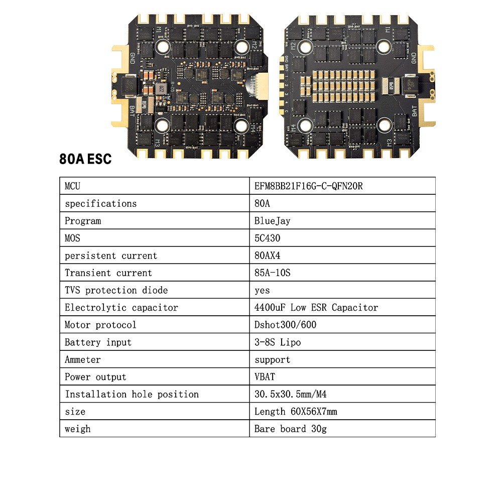 9IMOD H743 Flight Stack Control 4in1 70A/80A ESC 3-8S Lipo 30.5×30.5mm Dual Gyro