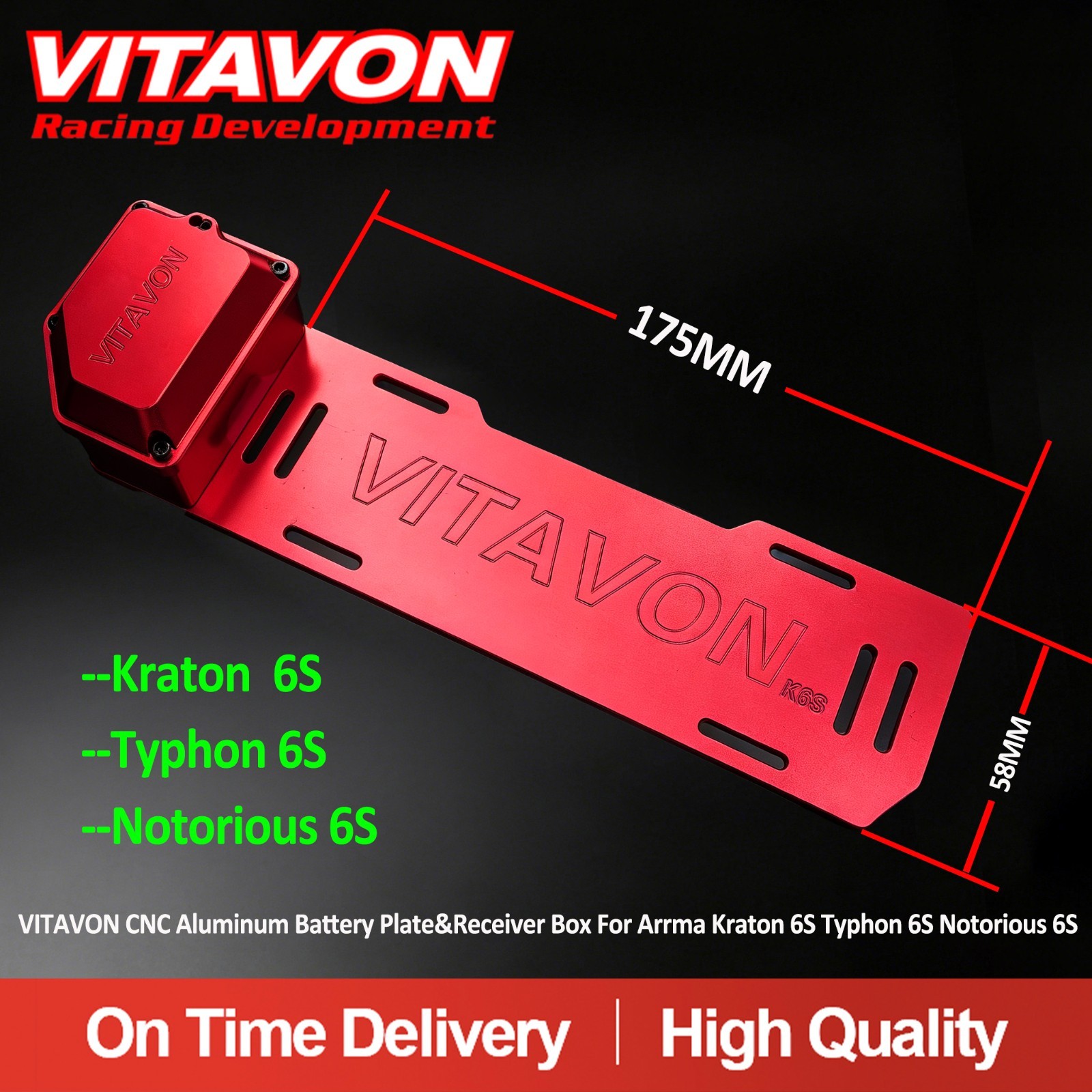 Vitavon Battery Tray & Receiver Box for Arrma Kraton 6S Typhon 6S Notorious 6S