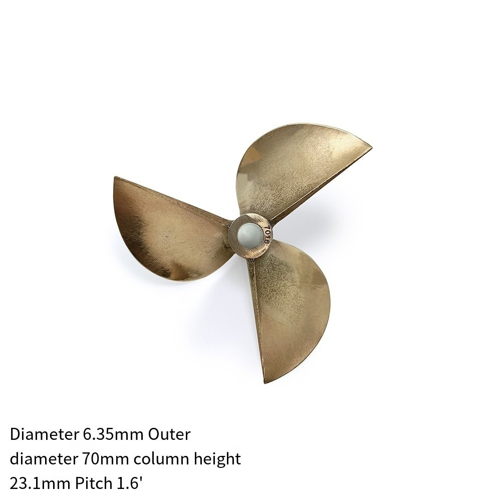 67-72mm 3-Blade Copper Propeller 6.35mm Shaft Hole for RC Model Boat Accessories