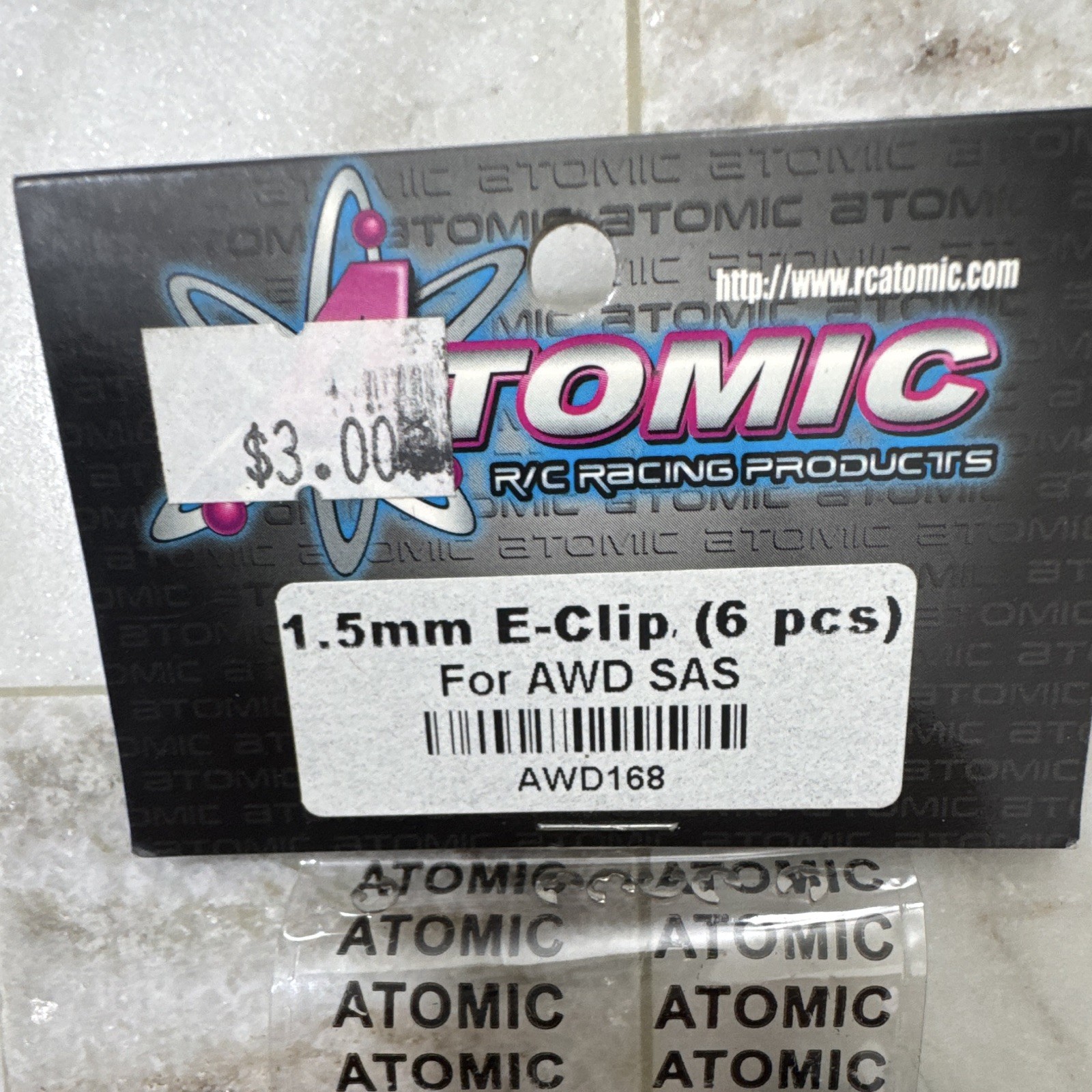 Atomic 1.5mm E-Clip Set 6pcs Silver 1:27 Electric for Atomic 17+ AWD168