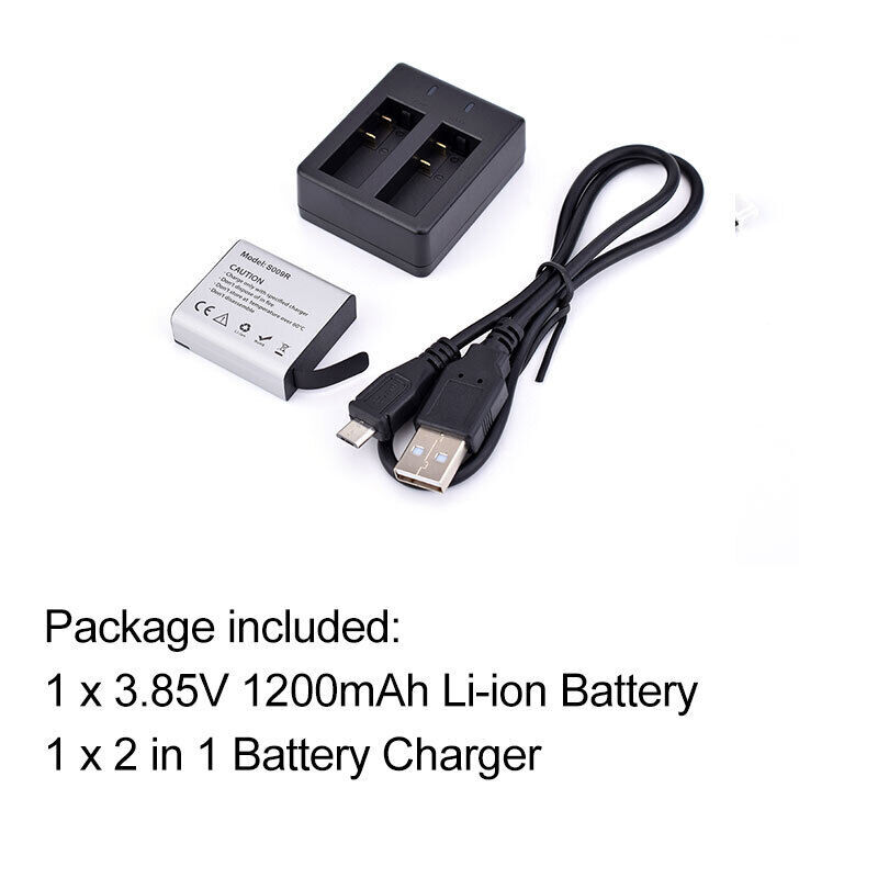 3.85V 1200mAh Li-ion Battery 2in1 Battery Charger For Hawkeye Firefly 8S Camera