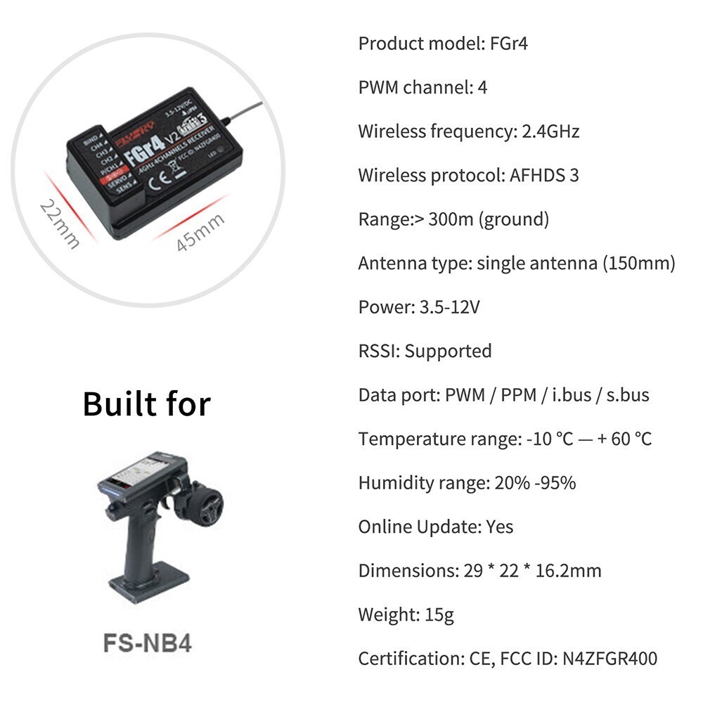 Flysky FGR4S FGR4P FGR4B FS-GR3E FS-R6B FS-iA6 FS-iA6B FS-BS6 FS-R9B RC Receiver