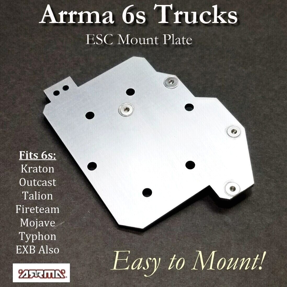 RCP-ESC Mount Arrma 6s ESC Aluminum Adapter Plate Max 6 Max 8 MMX8s ESC Mount JR