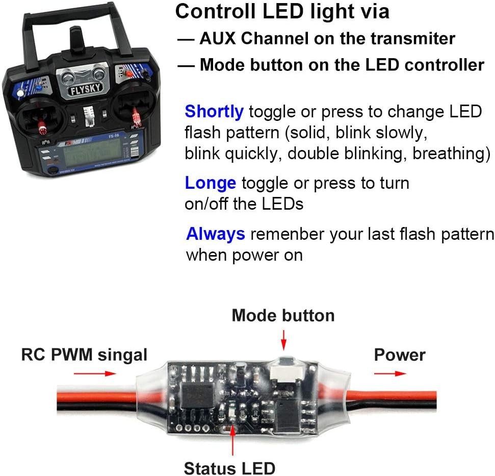 Remote Controlled LED Light Strip for RC Fixed Wing Airplane Flying Wing Plan…