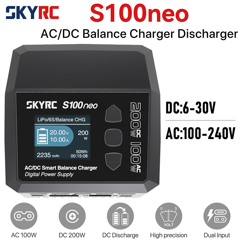 SkyRC S100neo Balance Charger AC100W DC200W 12A Smart LiPo Battery RC Discharger