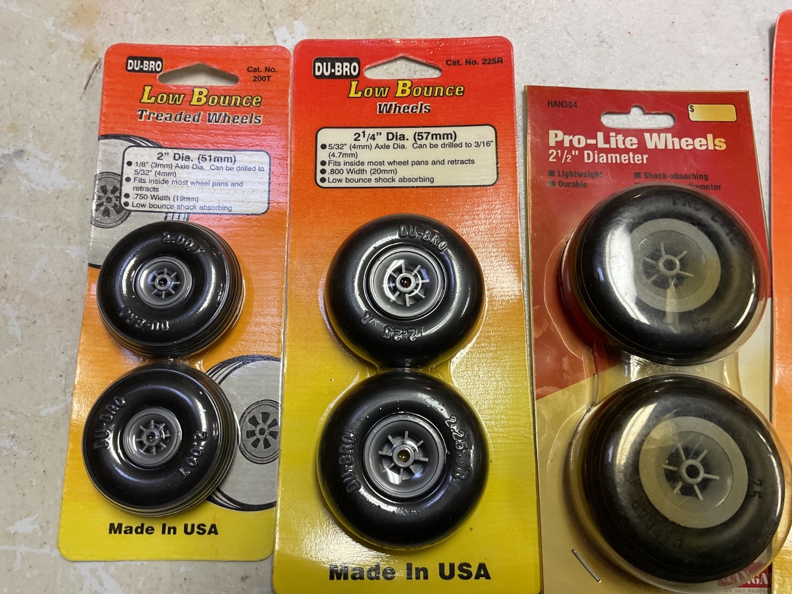 DuBro 2″ , 2 1/4”, 2 1/2”, 2 3/4”, and 3” wheels (5 sets)