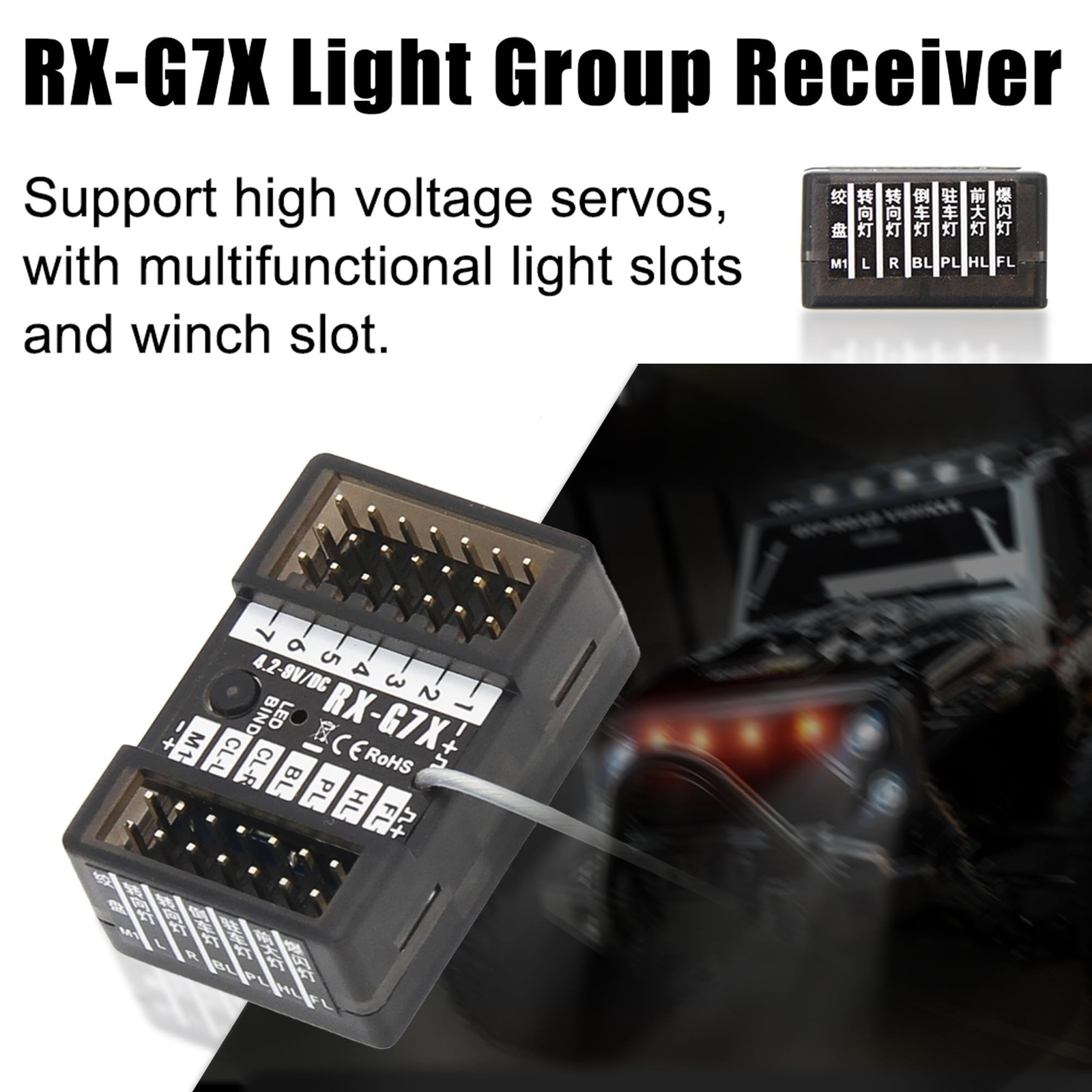 7 Channels RC Transmitter with Receiver Built-in Light Control System and 12L…
