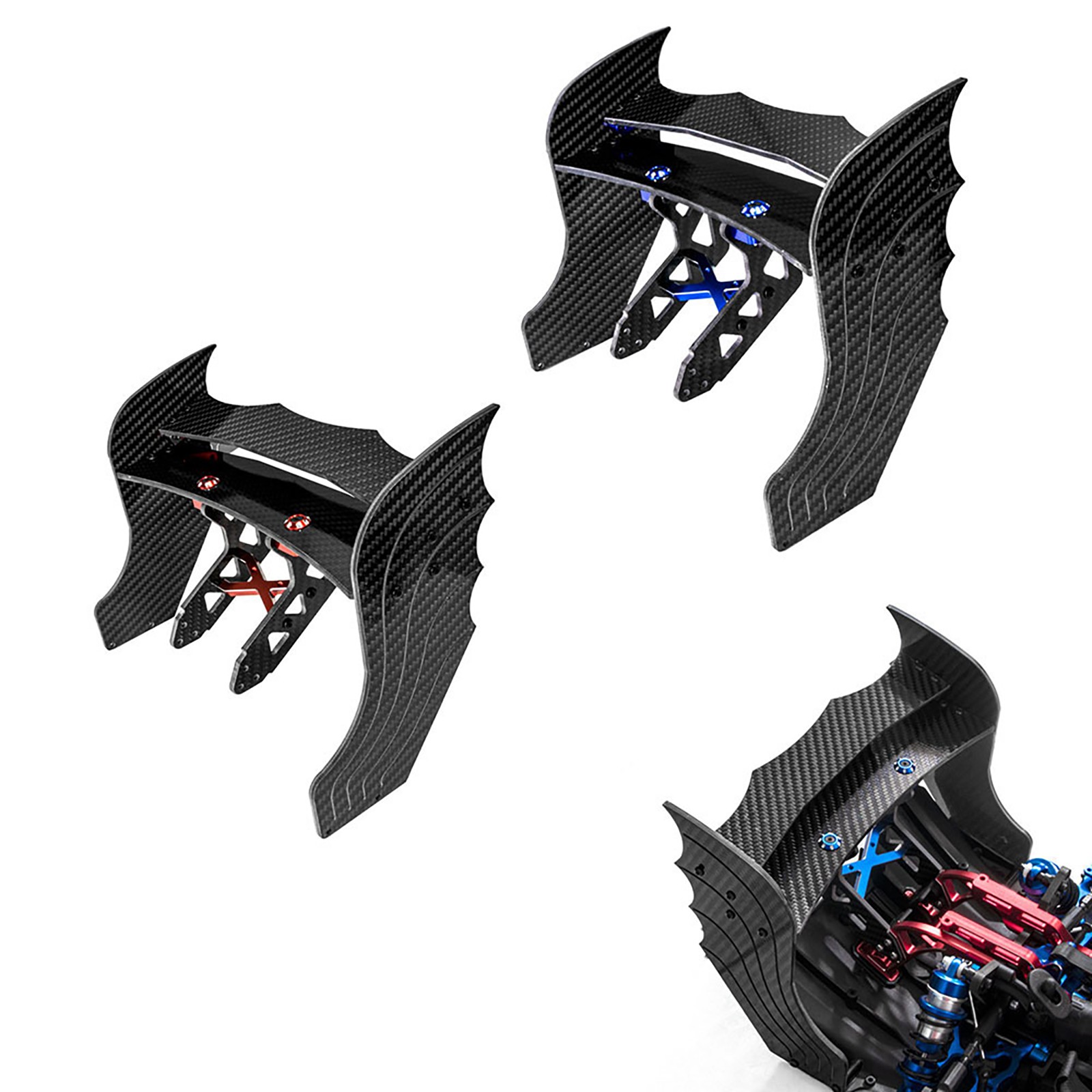 Blue/Red Carbon Fiber Rear Tail Wing Set For ARRMA F1 LIMITLESS 1/7 RC Car