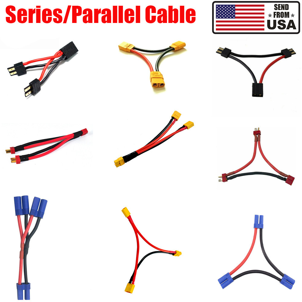 RC Lipo Battery Adapter Connector Series Parallel Cable XT60 Deans EC5 Tamiya US