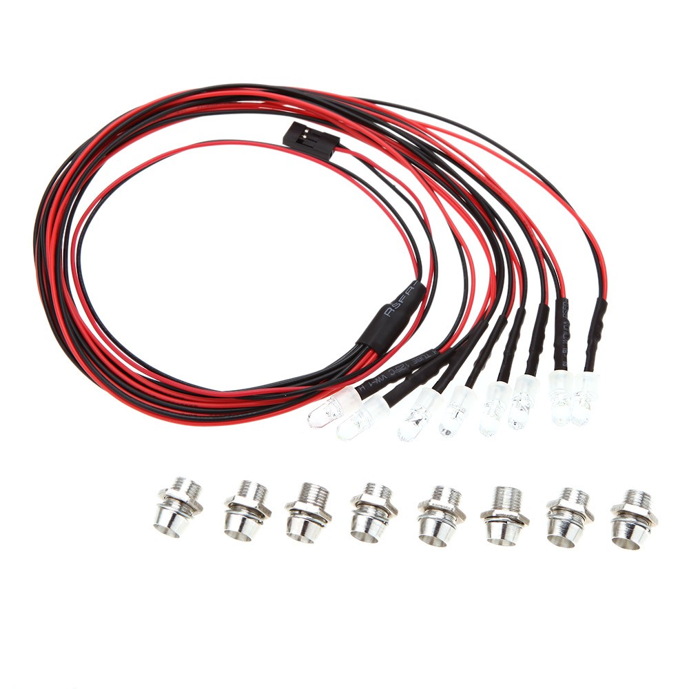 8 PCS LED Lights Red & White Lamp For 1/10 RC Car Traxxas Tamiya HSP SCX10 D90 a