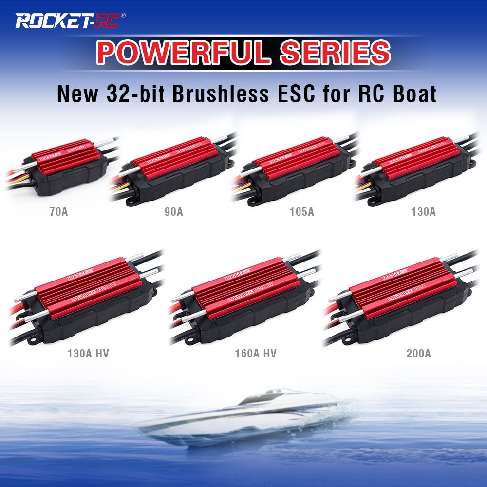 ROCKET-RC 70A-200A Waterproof Brushless Marine ESC 3S-14S LiPo HV for RC Boat