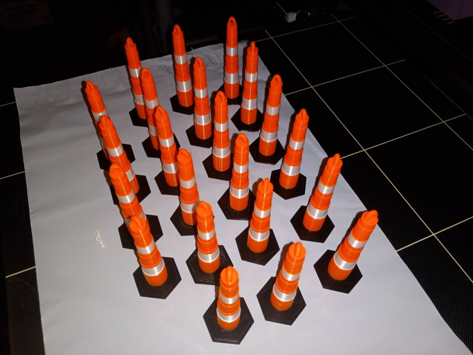 Set of 22 RC Scale Orange & Reflective White Road Barrier Cones 1/14 Scale RC