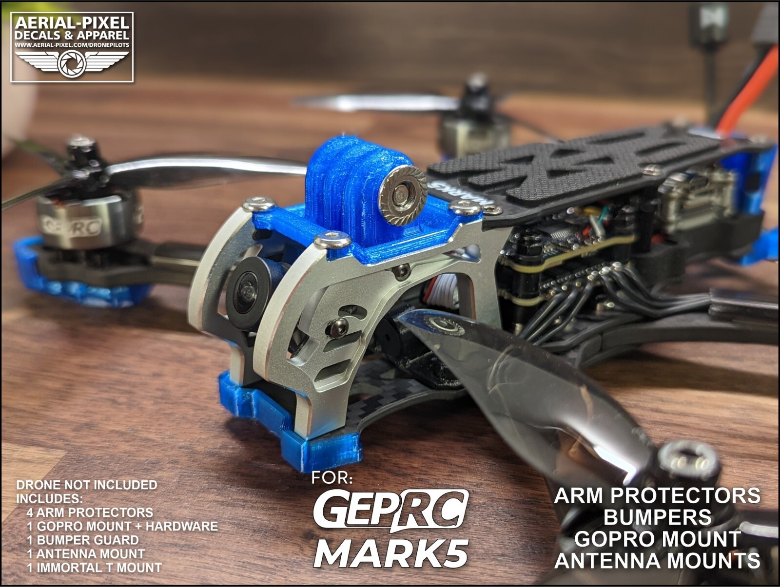 GEPRC Mark5 TPU Set – Arm Protectors, GoPro Mount, Bumper Guard, Antenna Mount