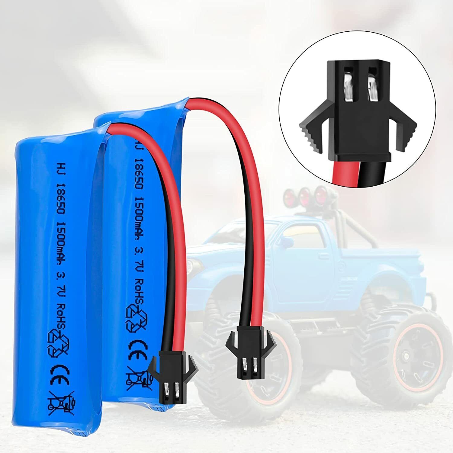 3.7V 1500mAh Li-ion Battery SM 2Pin Plug Rechargeable with USB Charger Cable