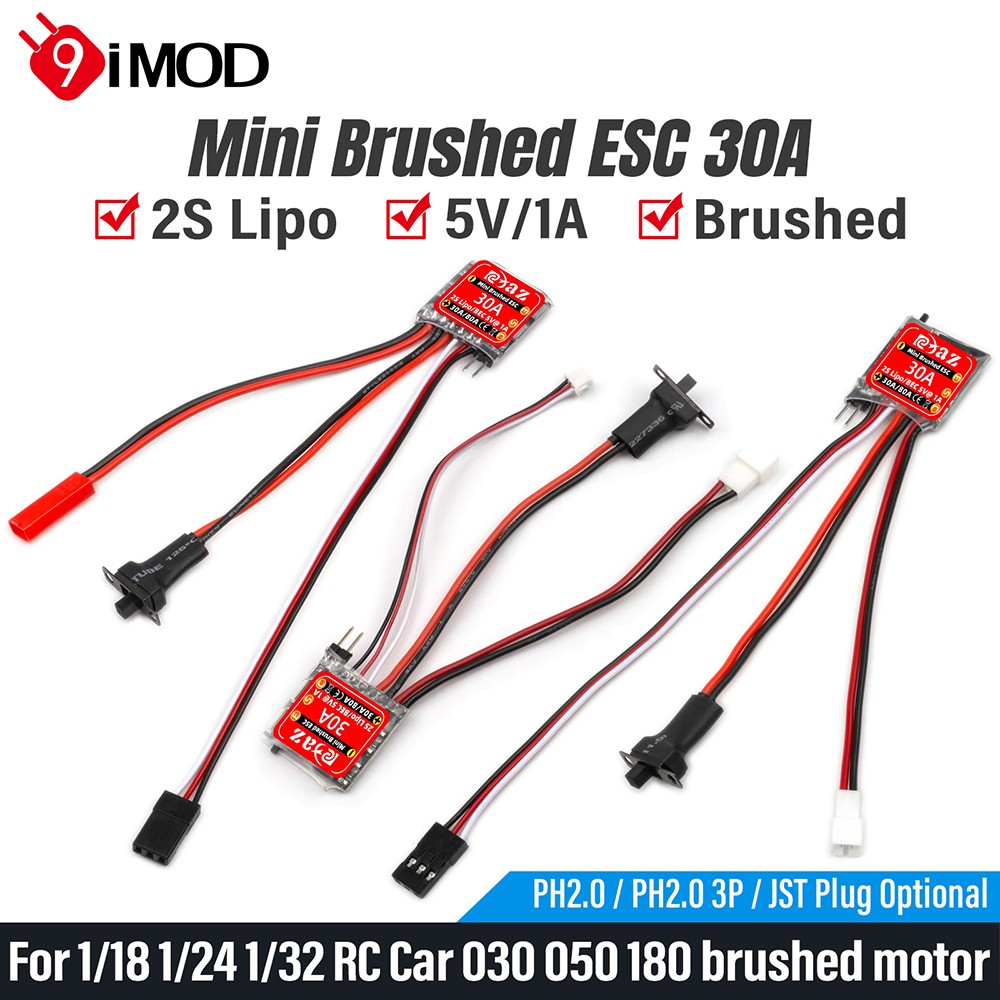 9IMOD RC Brushed ESC 30A MINI Speed Controller for 1/18 1/24 1/32 RC Car/RC Boat