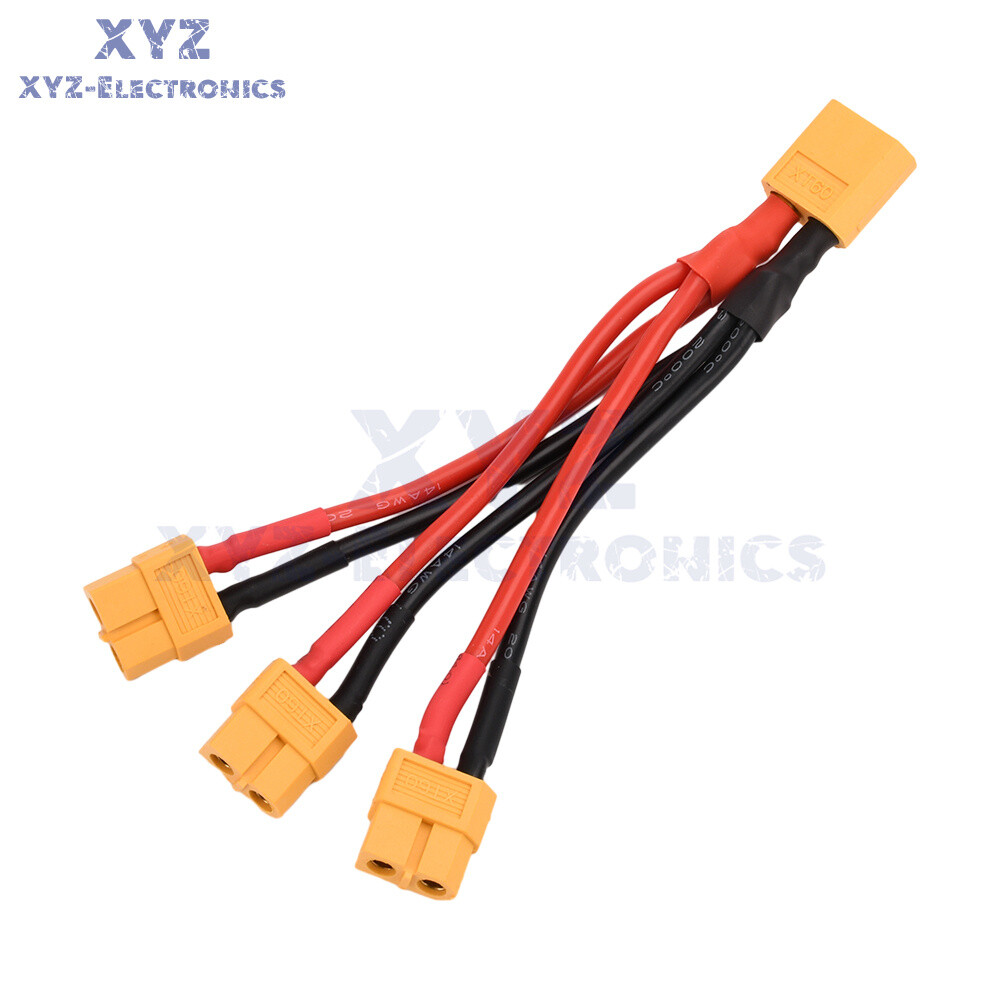 1pc XT60 Male/Female Cable Parallel Battery Connector 14AWG Silicone Wire for RC
