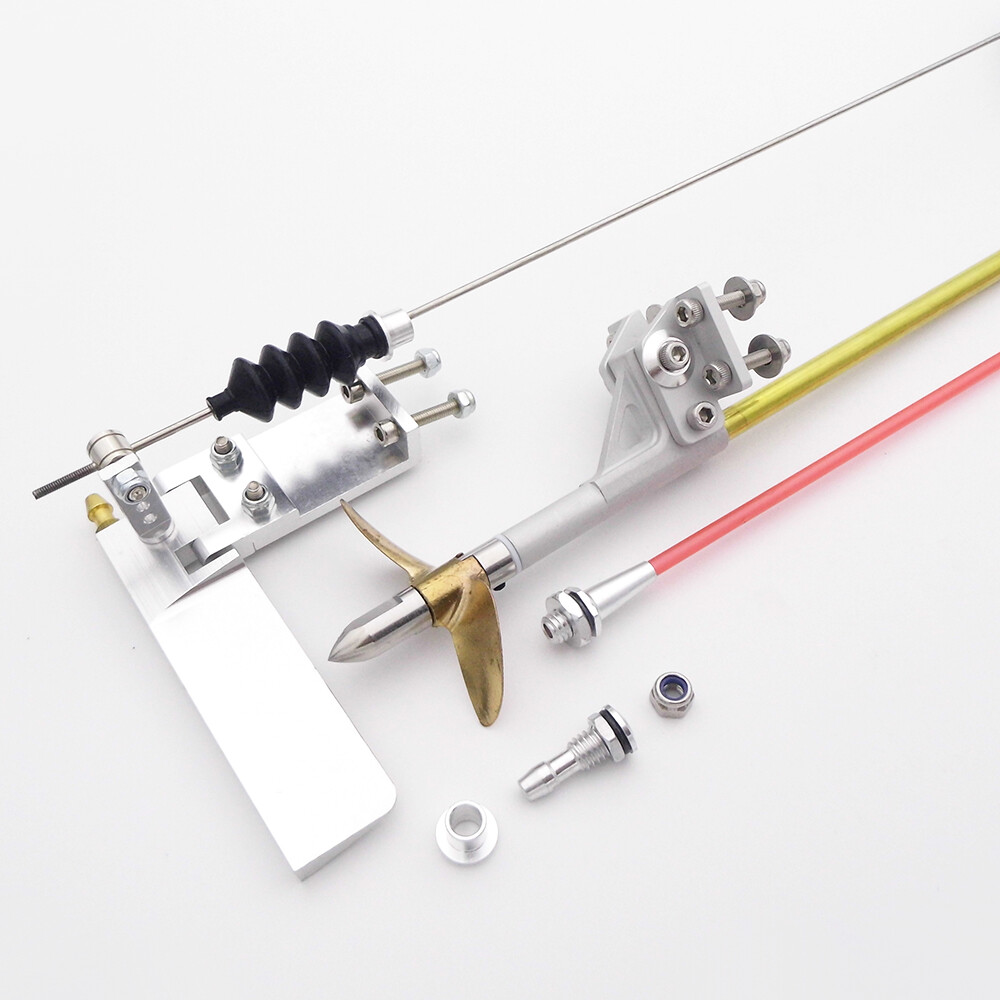 4mm Flexible Cable Shaft + 75mm Rudder + Copper propeller for RC Vee Boat V MONO