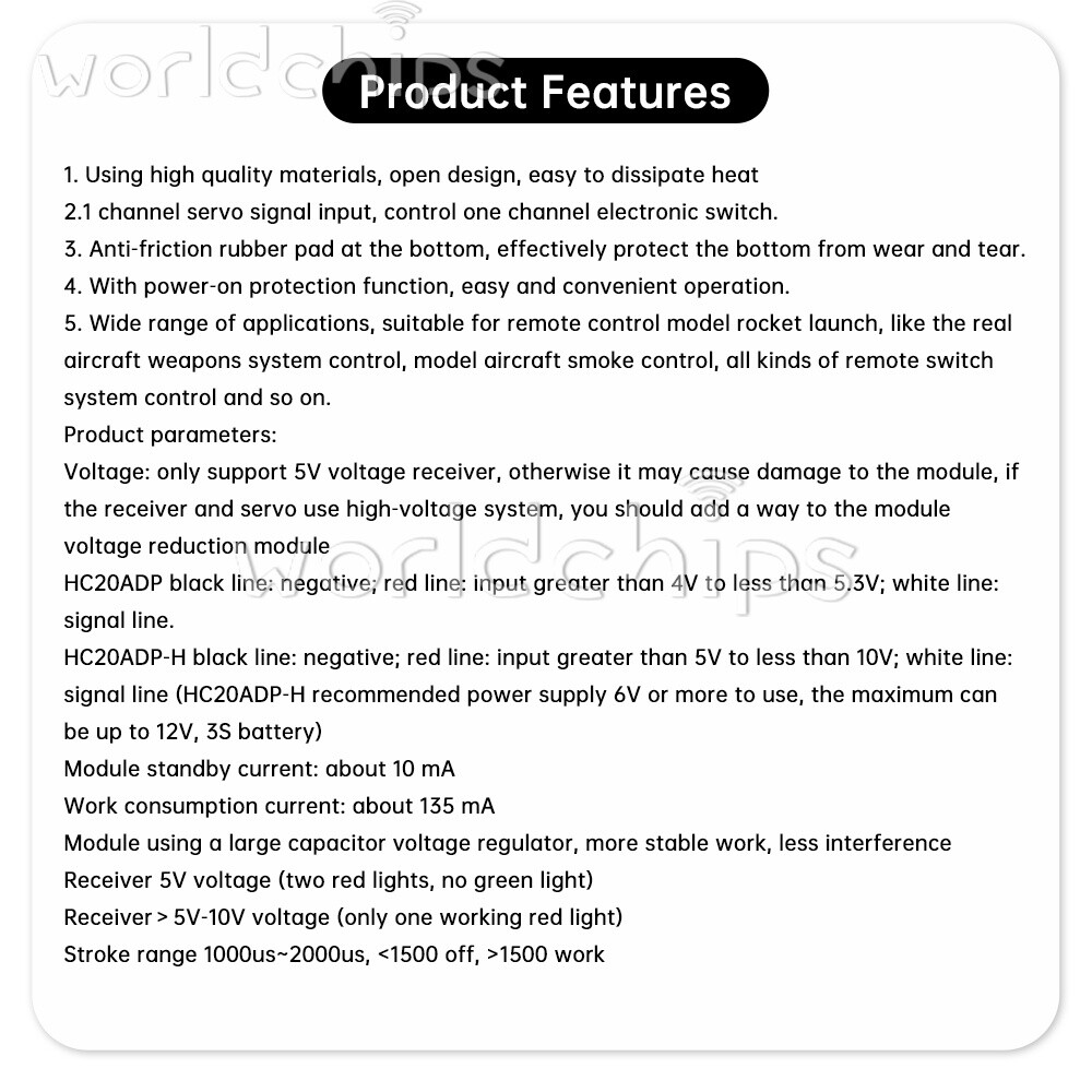 20A RC Model Relay PWM Receiver Control Switch for Water Pump Light FPV Camera