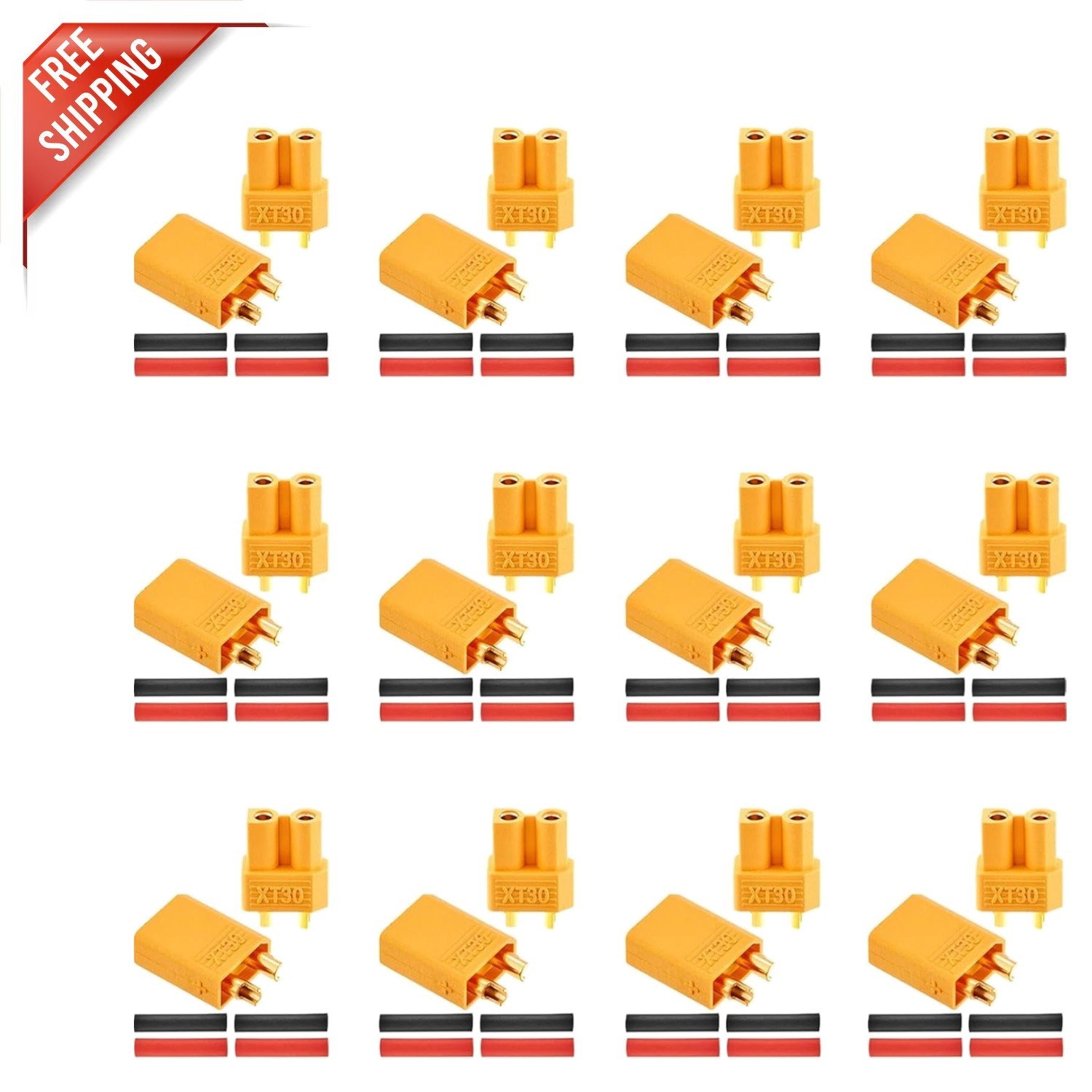 20 Pairs XT30 Male & Female Plugs with Shrink Tubing – Ultimate RC Connector Set