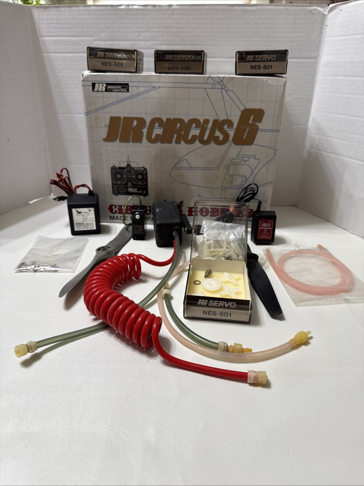 Vintage Gas Powered Airplane Parts Lot JR Circus 6 Remote Control Included