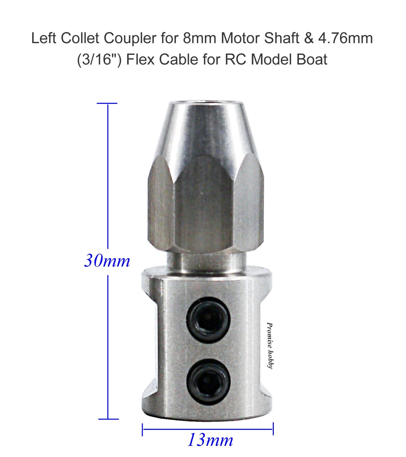 Left / Right Collet Coupler for 8mm Motor Shaft & 3/16″ Flex Cable RC Model Boat