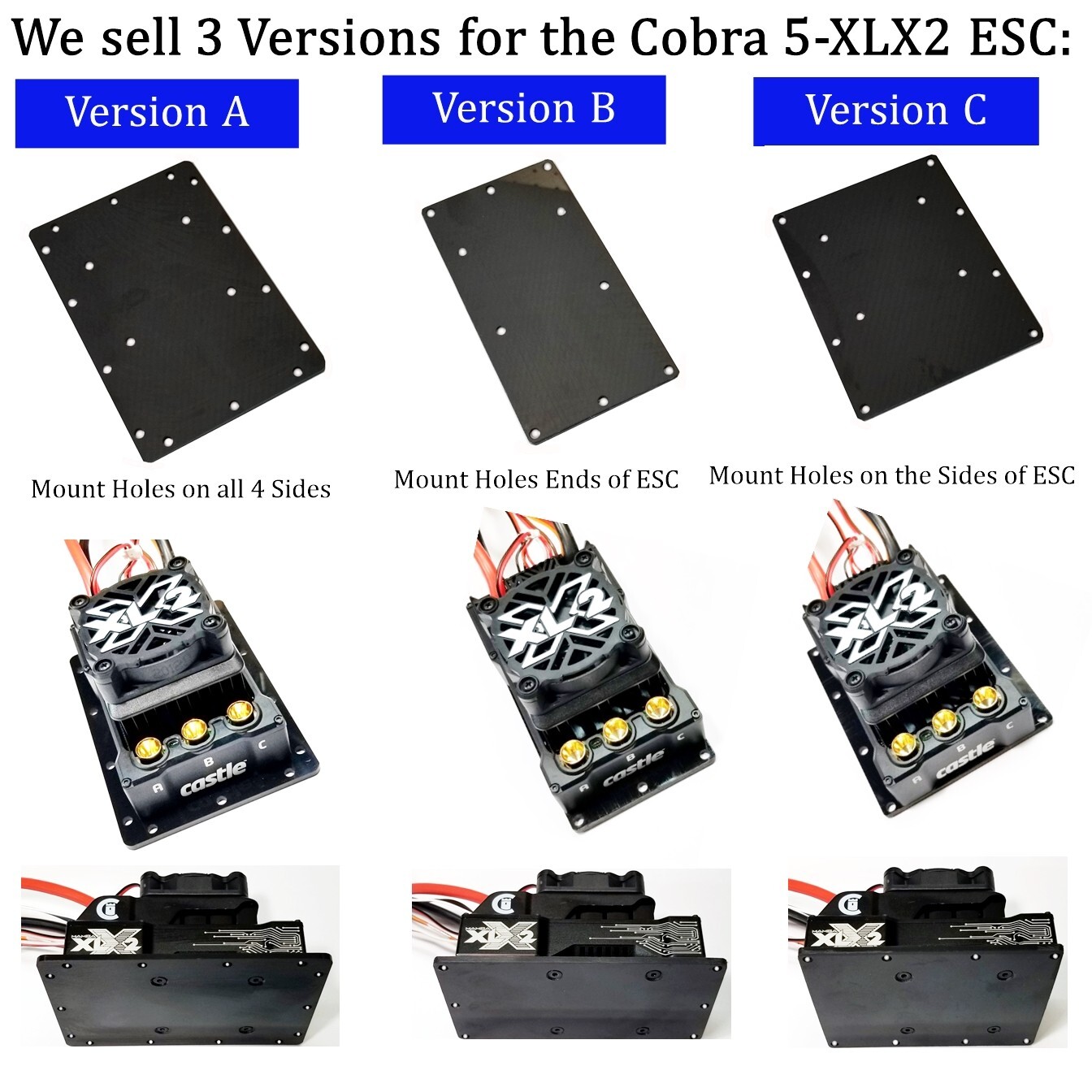 RCP-ESC Mount Plate Castle Creations XLX2 ESC Base Mount Plate 3 Versions