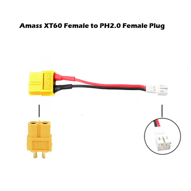 AMASS XT60 Plug to PH2.0 Male Female Connector 22AWG Cable for Toy Drone Battery