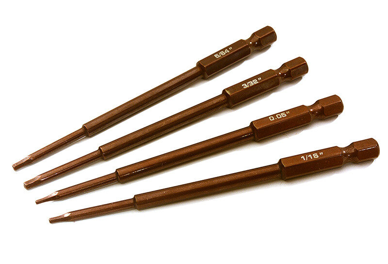 Precision-Crafted 4pcs Hex Tip Std Set w/ 1/4 Inch Adapter (0.05 1/16 5/64 3/32)