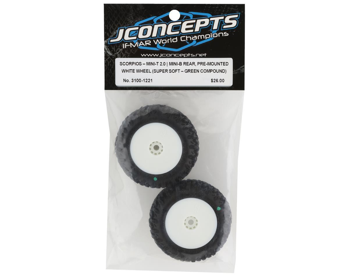 JConcepts Mini-B/Mini-T Scorpios Pre-Mounted Rear Tires (White) (2)