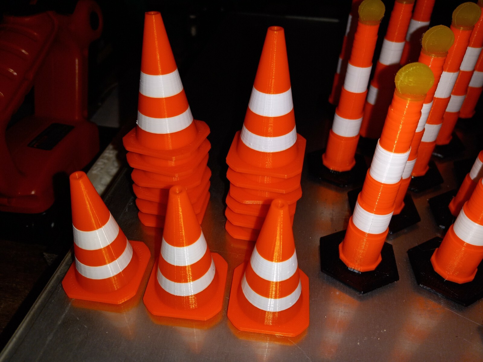 Set of 55 RC Scale Orange Road Barrier Cones Variety Set,, Cones 1/10 Scale RC