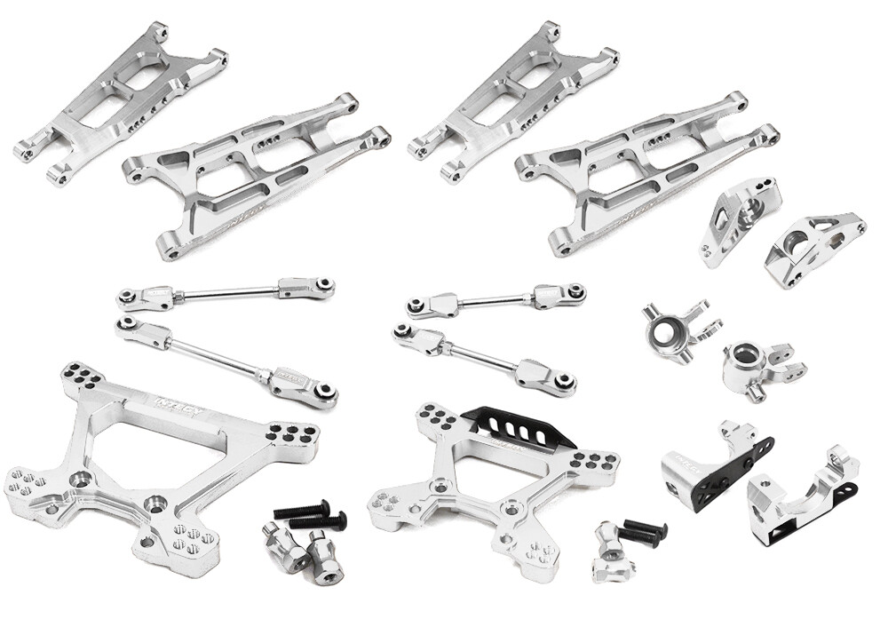 Silver CNC Machined Alloy Suspension Upgrade Kit for Traxxas 1/10 Hoss 4X4