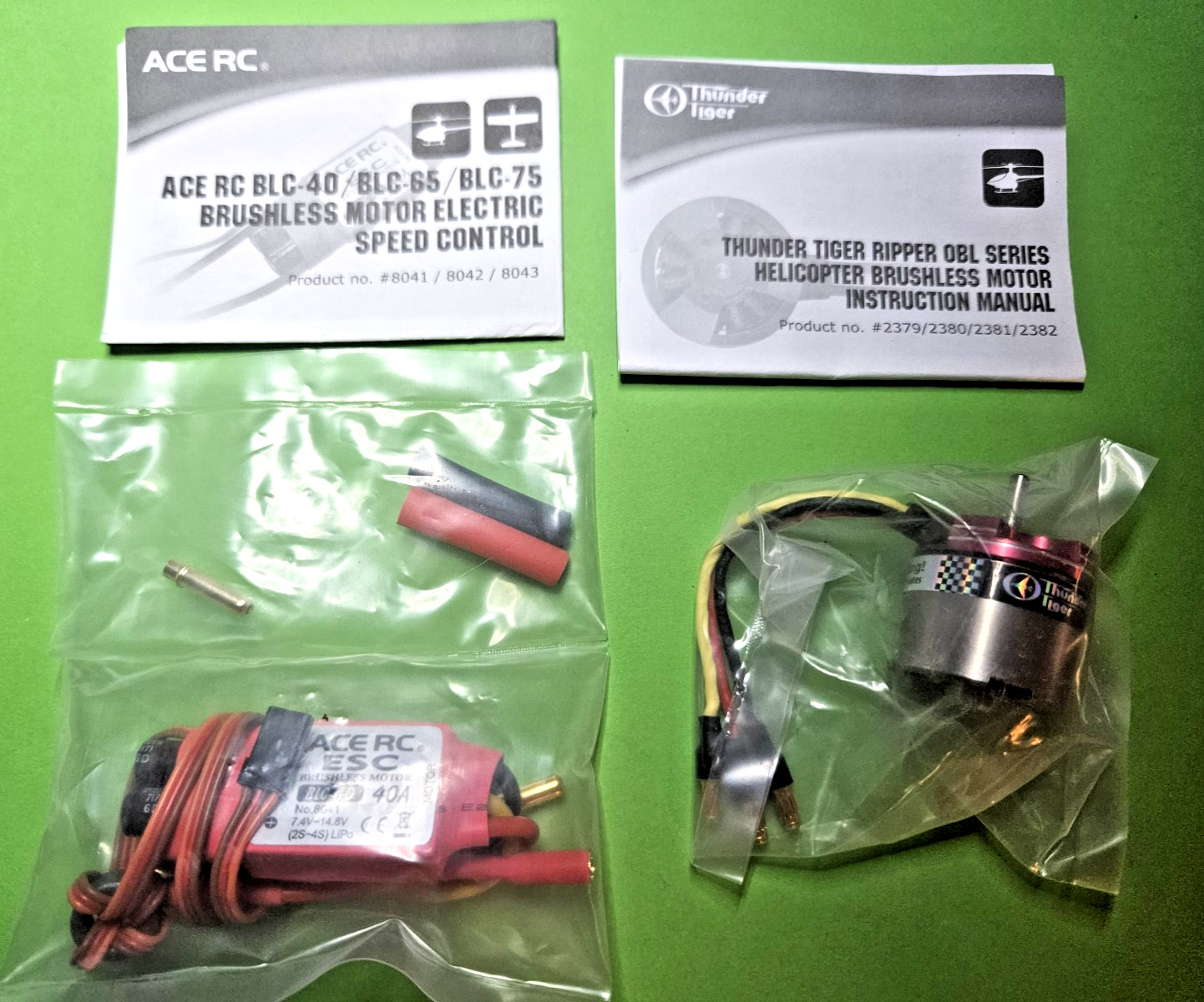 Thunder Tiger RC Heli Brushless Motor #8041 & Ace RC BLC-40/65/75 Speed Control