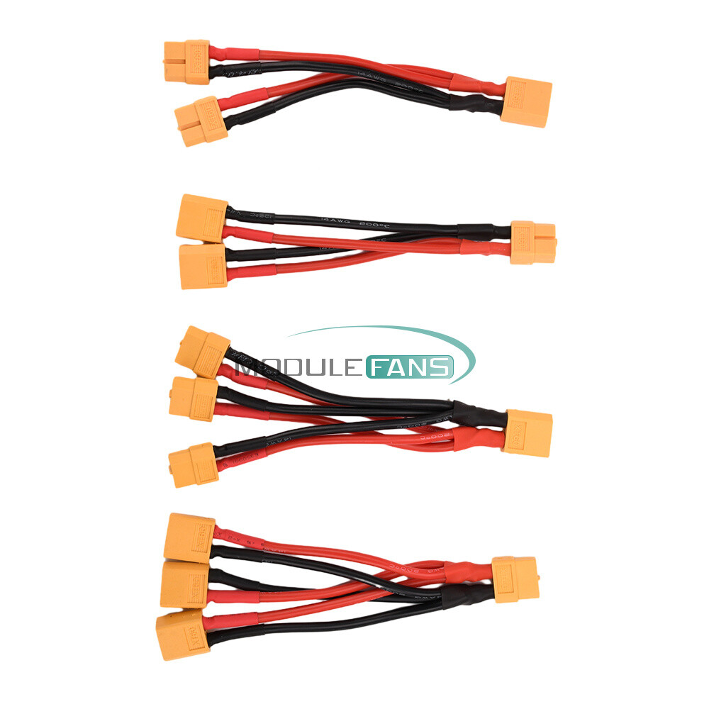 XT60 Male/Female Cable Parallel Battery Connector 4AWG Silicone Wire Y Splitter-
