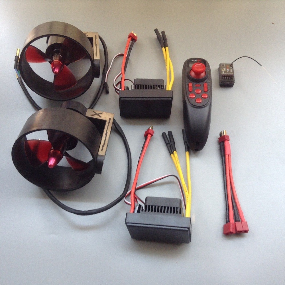 12-24V Dual Underwater Thruster 10kg Thrust 2x70A ESC Remote for RC Boat/ROV