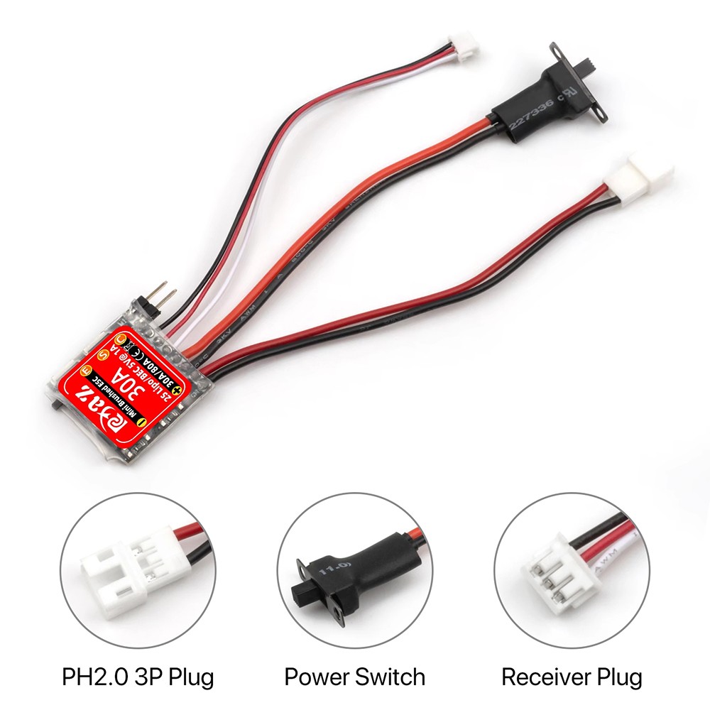 9IMOD Mini RC 30A Brushed ESC Drag Brake Switch for 1/18 1/24 1/32 RC Car Boat