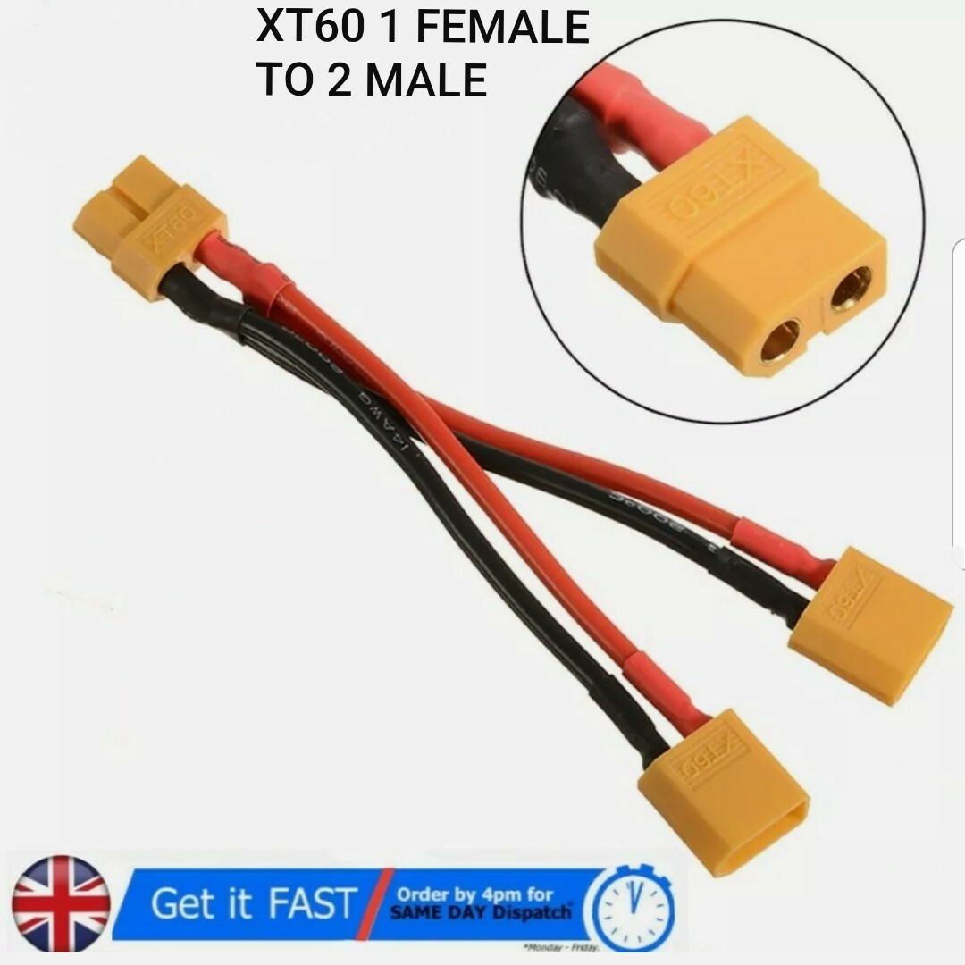 XT60 1 Female to 2 Male Connector Adapter with Wire 14 AWG for RC Lipo