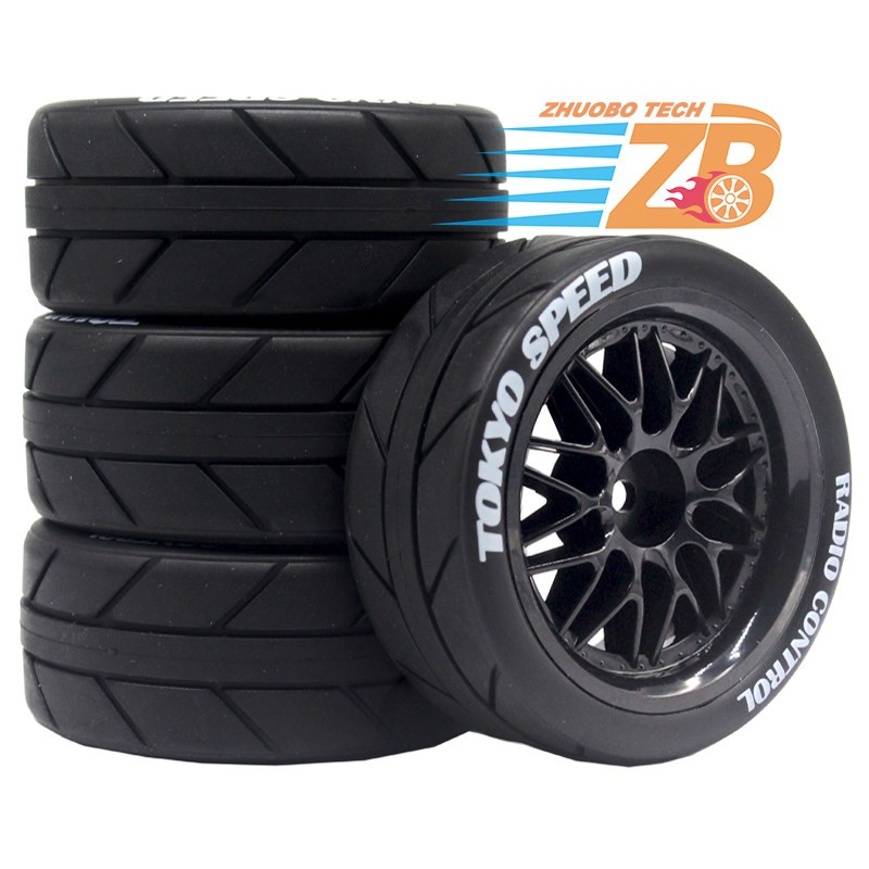 1/10 Rc Car 4PCS Wheels Tires Set For Hpi Rs4 Tamiya tt01e tt02 4tec MST FW06 D4
