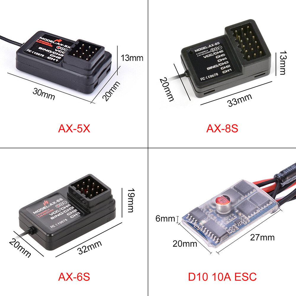 AUSTAR RC Transmitter and Receiver 2.4G 3CH 4CH 6CH for 1/10 1/8 Crawler TRX4